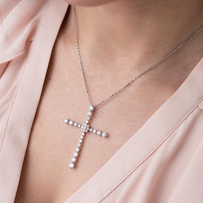 Золотий хрестик з діамантами пкит442 №3