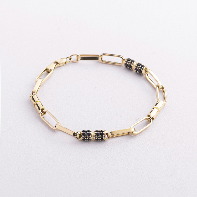 Золотой браслет "Lucile" (черные фианиты) б05832 от ювелирного магазина Оникс