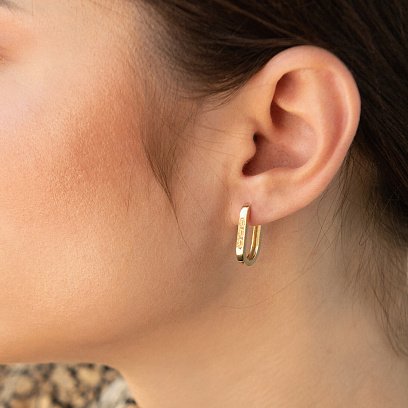 Серьги "Love" в желтом золоте с08606 №4