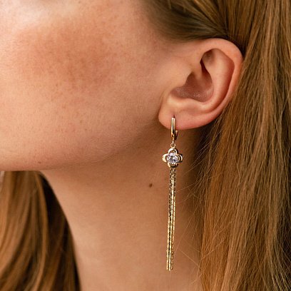 Сережки "Конюшина" в жовтому золоті с07212 №2