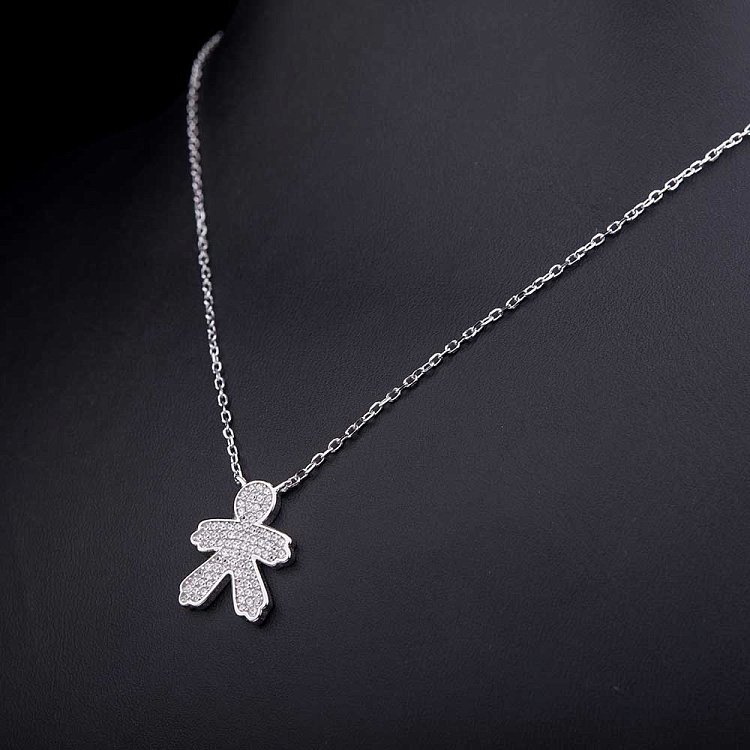 Срібне кольє "Хлопчик" з фіанітами 18320 від ювелірного магазину Онікс - 3