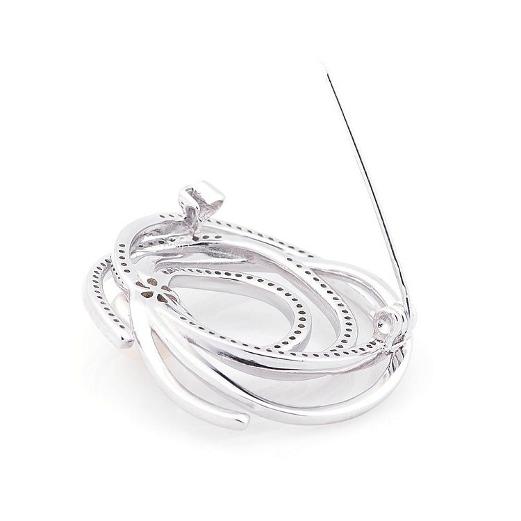 Серебряная брошь с фианитами 16109 от ювелирного магазина Оникс - 2