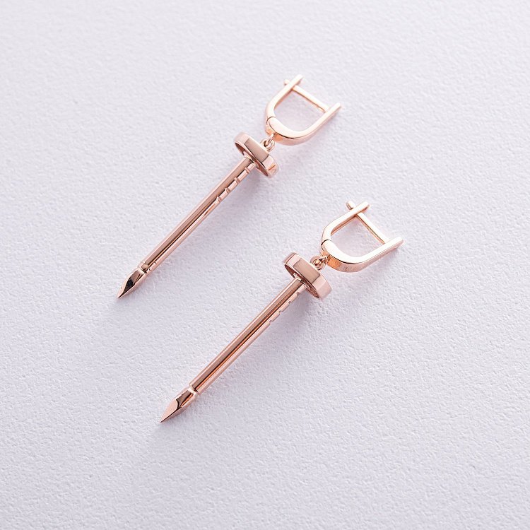 Сережки "Цвях" у червоному золоті с08156 від ювелірного магазину Онікс