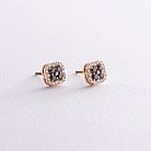 Золоті сережки - пусети "Клевер" з діамантами 333843122 от ювелирного магазина Оникс - 2