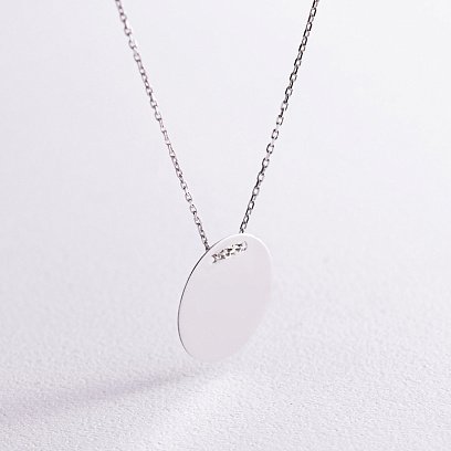 Колье "Монетка" в белом золоте (возможна гравировка) кол02277 №5