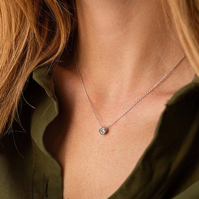 Колье "Сердечко" с фианитом (белое золото) кол02315 №2