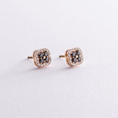 Золоті сережки - пусети "Конюшина" з діамантами 333843122 №3