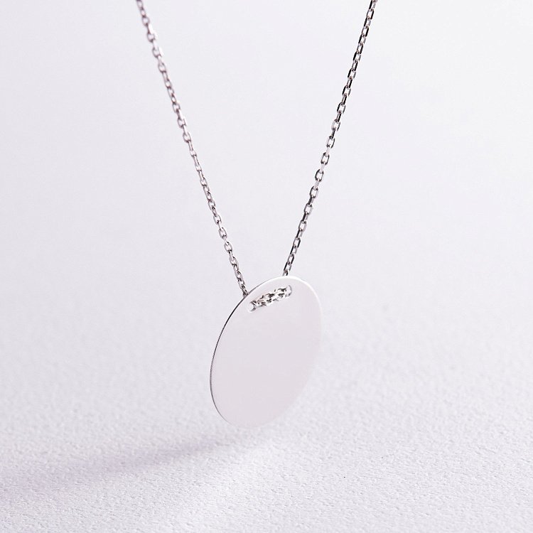 Колье "Монетка" в белом золоте (возможна гравировка) кол02277 от ювелирного магазина Оникс - 4