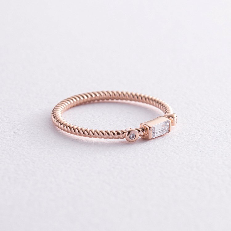 Кольцо "Кайла" в красном золоте (фианиты) к07398 от ювелирного магазина Оникс - 8