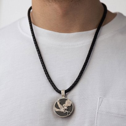 Серебряный кулон "Орел" (оникс) 1250 №2