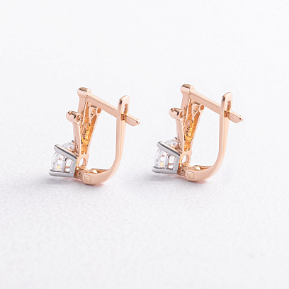 Детские золотые серьги "Корона" с фианитами с07604 №3