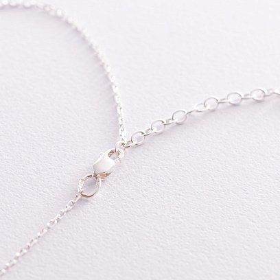 Колье "Крестик" в серебре с фианитами 181060 №6