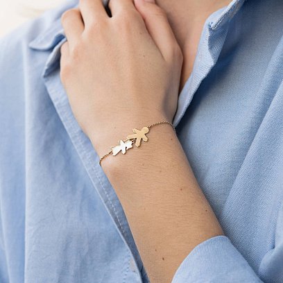 Браслет "Девочка и мальчик" в желтом золоте (возможна гравировка) з2090ж №2