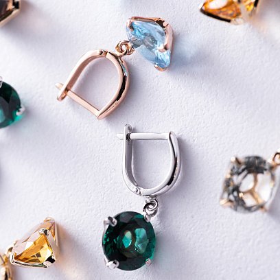 Золоті сережки "Захоплення" з зеленим аметистом с05300 №10