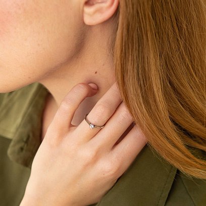 Помолвочное серебряное кольцо с фианитом 480 №4