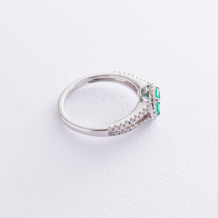 Золота каблучка з смарагдом і діамантами к366 від ювелірного магазину Онікс - 2