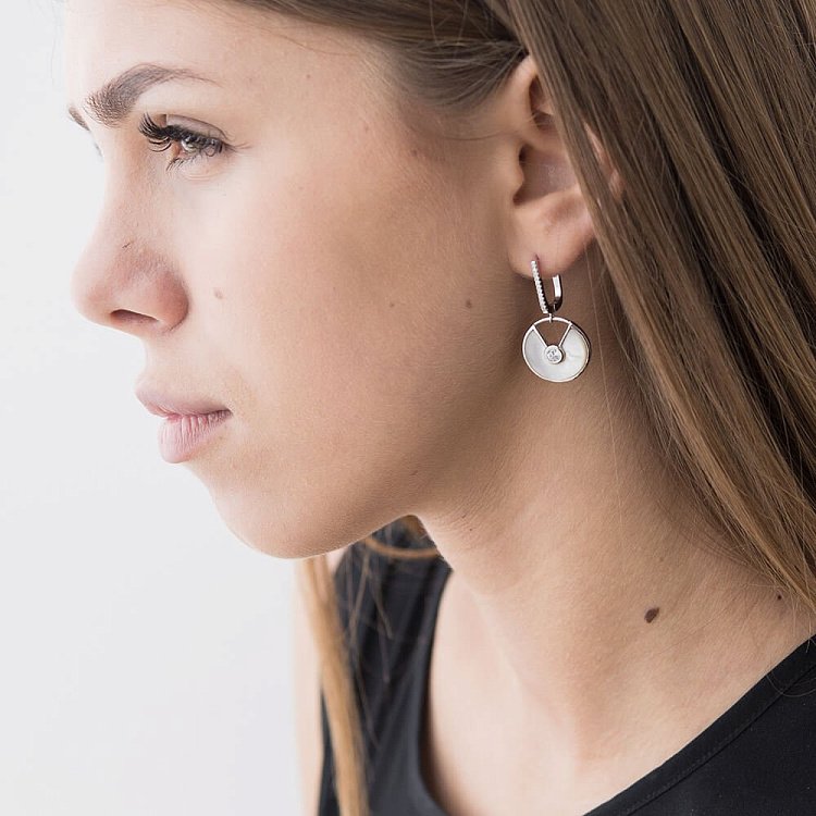 Серебряные серьги с перламутром и фианитами 121694 от ювелирного магазина Оникс - 5