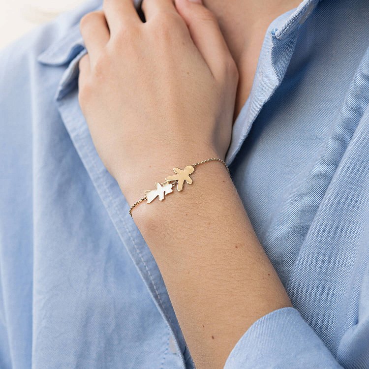 Браслет "Девочка и мальчик" в желтом золоте (возможна гравировка) з2090ж от ювелирного магазина Оникс - 1