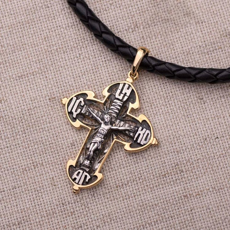 Срібний хрест "Розп'яття. Спаси та Збережи" 132469 від ювелірного магазину Онікс - 2