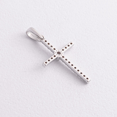 Крестик в белом золоте (фианиты) п04049 №2