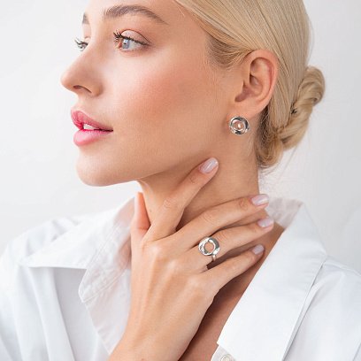 Серебряные серьги "Сияние" 122929 №6