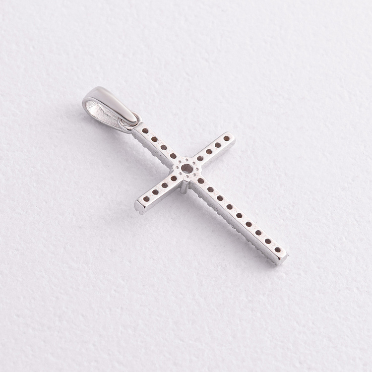 Крестик в белом золоте (фианиты) п04049 от ювелирного магазина Оникс - 1