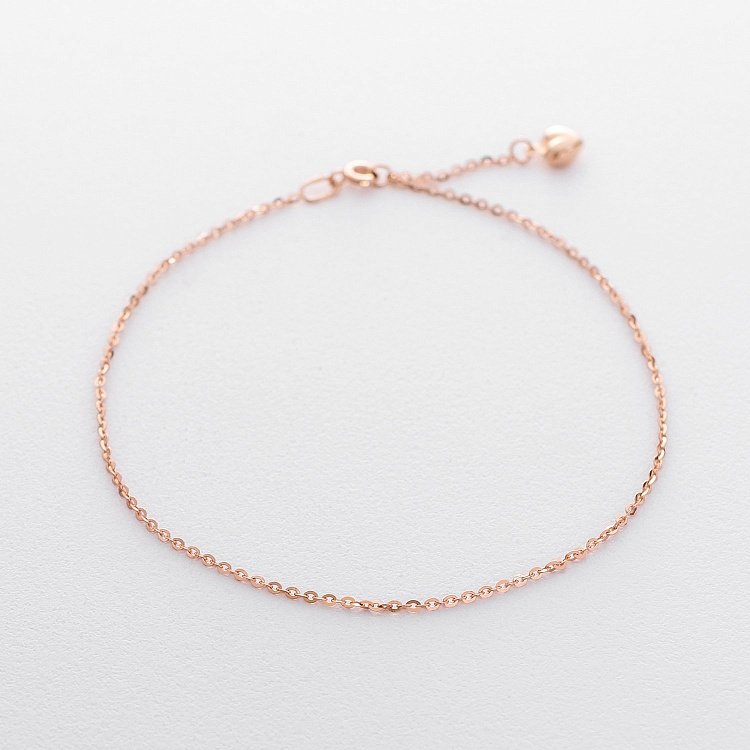 Золотий браслет на ногу з сердечком б03606 від ювелірного магазину Онікс