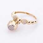 Золотое кольцо "Шарики" (фианиты) к04935 от ювелирного магазина Оникс - 1