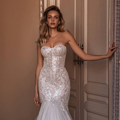 Сережки "Конюшина" в білому золоті (перламутр) с07285 №6