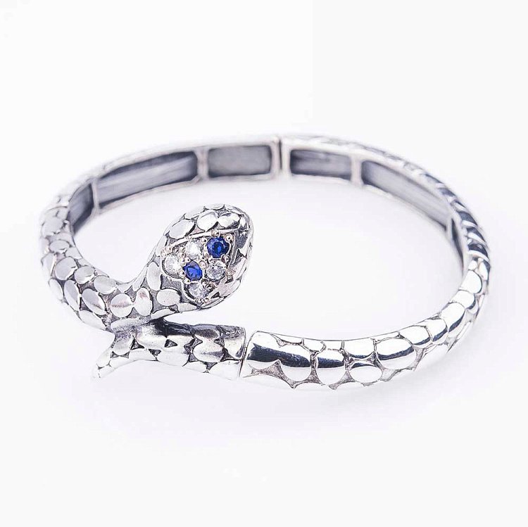 Серебряный браслет "Змей" с фианитами 14126 от ювелирного магазина Оникс