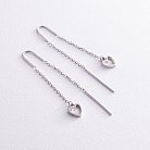 Сережки - протяжки "Сердечки" у сріблі 123241 от ювелирного магазина Оникс