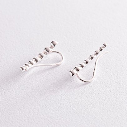 Серебряные серьги - клаймберы "Шарики" 123221 №6