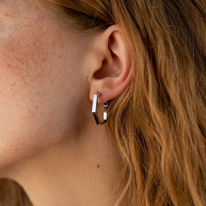 Серебряные серьги "Шестиугольники" 902-01270 №2