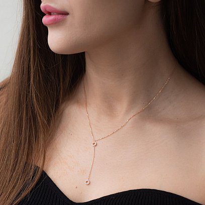 Кольє "Кружечки" в червоному золоті (фіаніти) кол01830 №2