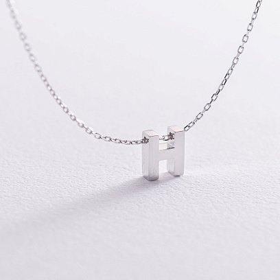 Колье с буквой "Н" в белом золоте кол01254Н №3