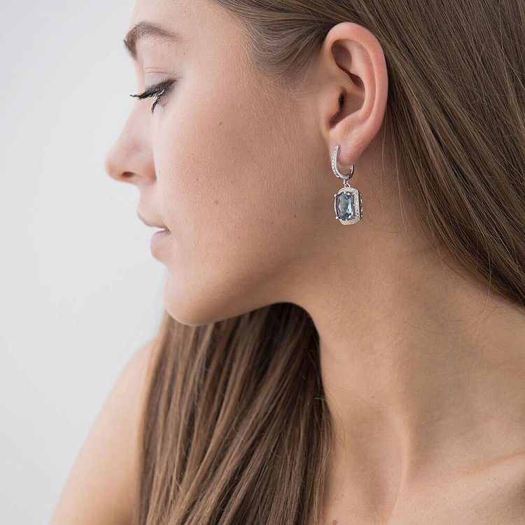 Сережки з блакитними фіанітами с20 від ювелірного магазину Онікс - 3