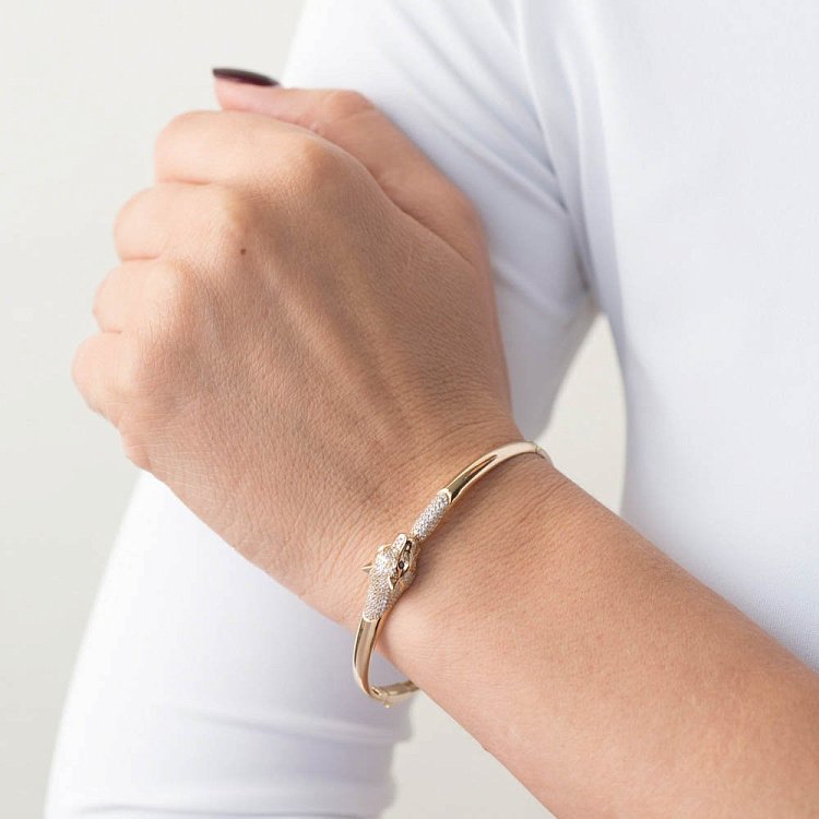 Золотой браслет "Пантера" (фианиты) б03480 от ювелирного магазина Оникс - 4