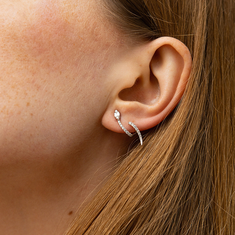 Золоті сережки - пусети "Змії" з діамантами сб0578ca від ювелірного магазину Онікс - 3