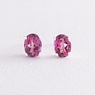 Серебряные серьги-пусеты с розовыми топазами 121967 от ювелирного магазина Оникс