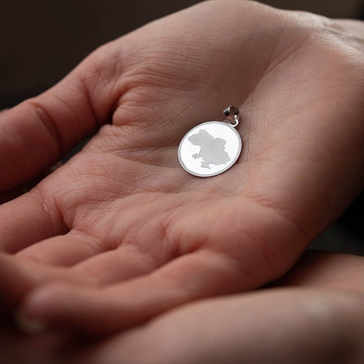 Кулон "Карта України" у білому золоті п03770 від ювелірного магазину Онікс - 3