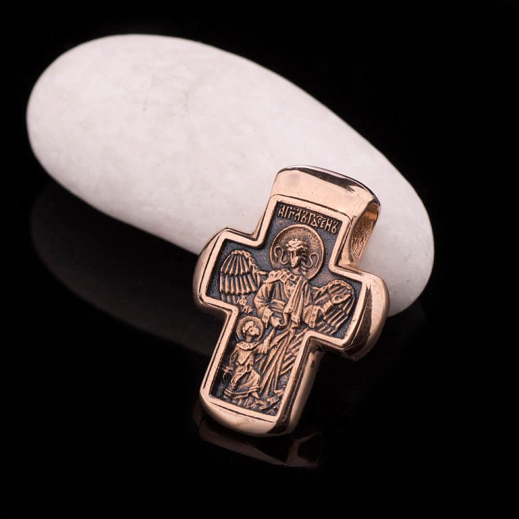 Православний хрест "Розп'яття. Ангел Господній. Іоанн Предтеча" (чорніння) п01614 від ювелірного магазину Онікс - 1