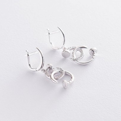 Сережки "Цвяшки" в білому золоті с06744 №3