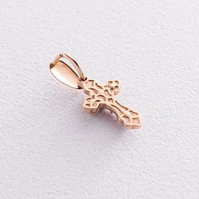 Золотой православный крестик (эмаль, фианиты) 270041E №2