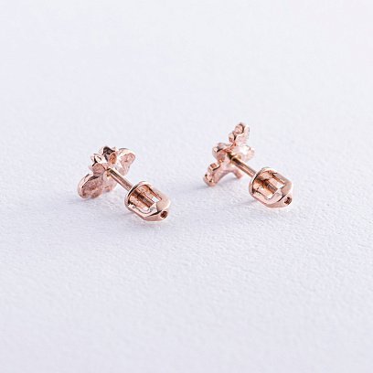 Серьги - пусеты "Пчелки" в красном золоте с07902 №3