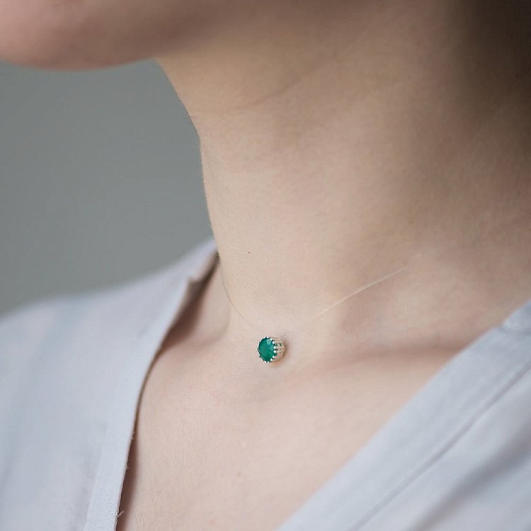 Камушек на леске (зеленый оникс) 18531 от ювелирного магазина Оникс - 2