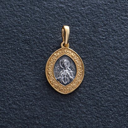 Срібна ладанка з чорнінням і позолотою 131808 №3