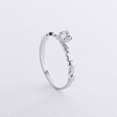 Золотое помолвочное кольцо c сердечками (фианит) к07644