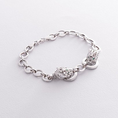 Браслет "Пантера" у білому золоті (фіаніти) б05317 №3