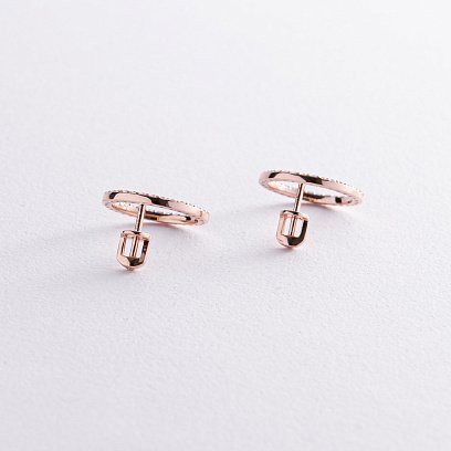 Серьги - пусеты "Круговорот" с фианитами 1.6 см (красное золото) с08377 №7