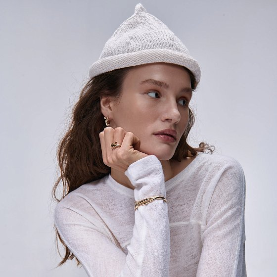 Сережки - кільця "Brigitte" у жовтому золоті с09561 №5